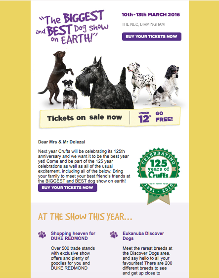 Crufts Personalised Email Campaign